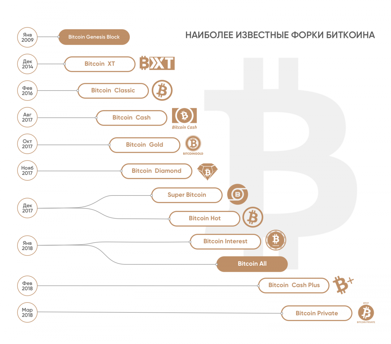 НАИБОЛЕЕ ИЗВЕСТНЫЕ ФОРКИ БИТКОИНА