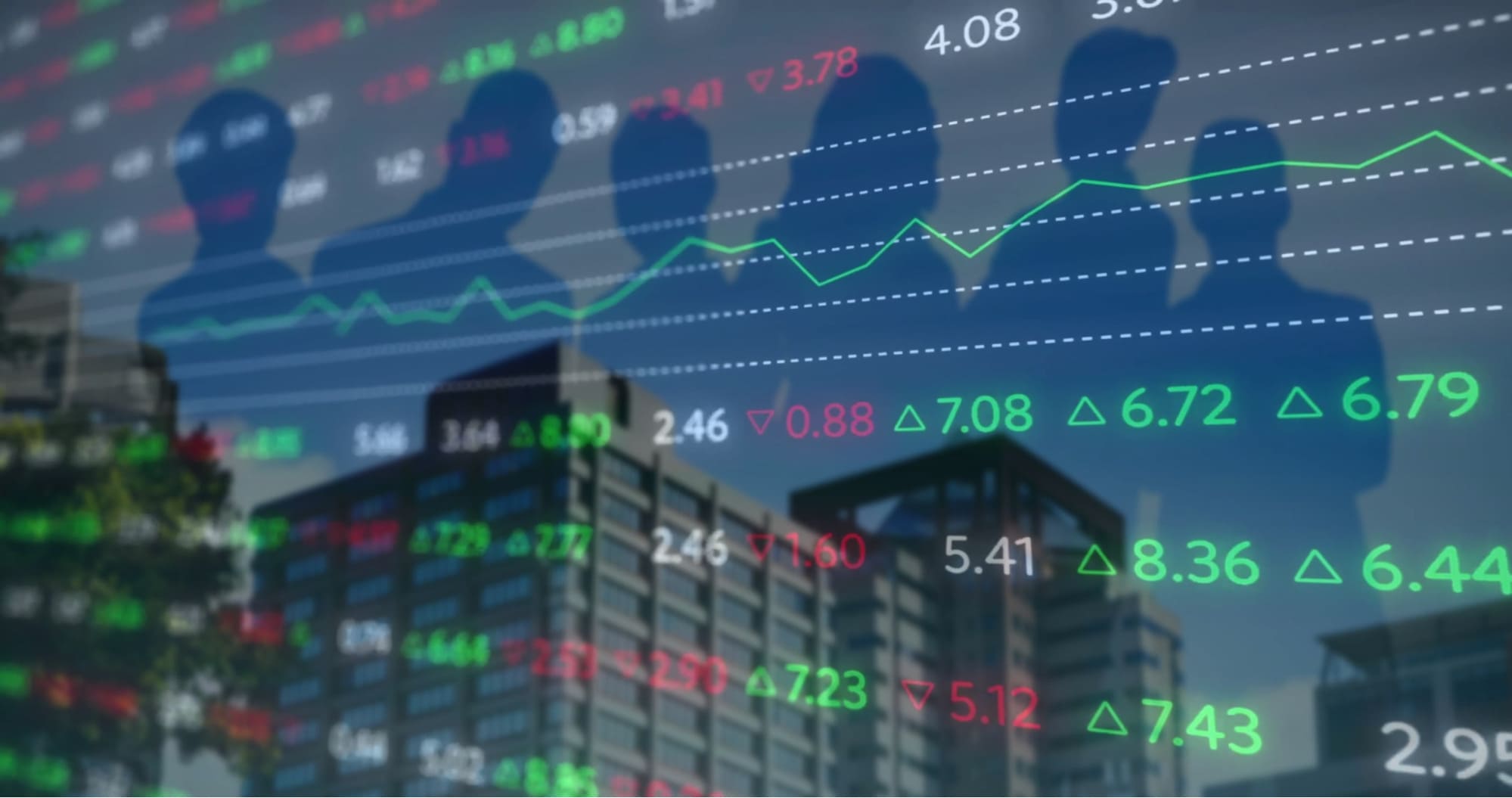 Stock trading, showing stock market activity and stock prices