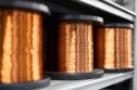 Copper wires Rolls of copper wire on a factory shelf