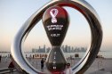 A fan poses in the Corniche area ahead of FIFA World Cup Qatar 2022