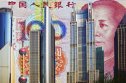 Yuan Yuan note behind the Shanghai skyline