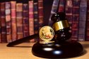 The XRP coin on a gavel