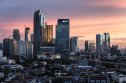Jakarta's financial district at dusk 