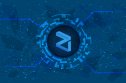Zilliqa (ZIL) token symbol Zilliqa (ZIL) token symbol on polygonal blue background