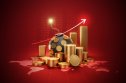 gold and inflation Financial crisis gold coin explosive bomb on global crash