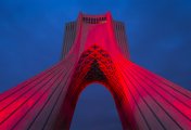 Azadi Tower The Azadi Tower in Tehran, Iran at dusk.
