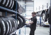 Can Thursday's HCIP data give some needed support for the euro? Apprentice engineer selecting tyres in car service centre - stock photo