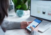 stock market women online shopping with her credit card