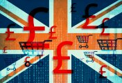 Might a Summer of Discontent push sterling lower, again? UK flag with shopping carts and financial signage