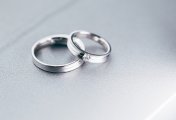 Platinum rings Two platinum rings on a plain background
