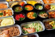 Takeaway food Containers filled with takeaway food ready to be delivered