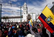 Protesters marching through the Santo Domingo Plaza to demand President Guillermo Lasso address price increases for fuel, food and other basics which have ignited 10 days of demonstrations across the country, in Quito, Ecuador June 22, 202 Protesters marching through the Santo Domingo Plaza to demand President Guillermo Lasso address price increases for fuel, food and other basics which have ignited 10 days of demonstrations across the country, in Quito, Ecuador June 22, 202