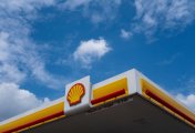 Shell company sign Shell sign at a company petrol station in the UK