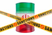 Sanctions against Iran - oil drum and caution tape Sanctions against Iran