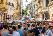 Crypto Crowds at the traditional San Telmo Market in Buenos Aires, Argentina.