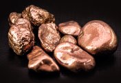 Copper nuggets Copper nuggets on a black background