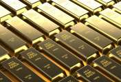 Gold bars Bank reserve gold bars arranged in rows
