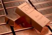 Copper bars Bank reserve copper bars arranged in rows