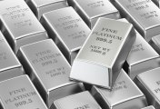 Platinum bars Bank reserve platinum bars arranged in rows