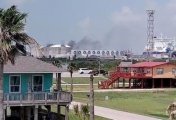 Smoke billowing from the Freeport LNG plant in Quintana, Texas, U.S., June 8, 2022, in this still image obtained from a social media video on June 9, 2022. Smoke billowing from the Freeport LNG plant in Quintana, Texas, U.S., June 8, 2022, in this still image obtained from a social media video on June 9, 2022.
