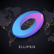 Ellipsis logo Ellipsis logo isolated on earth night lights world map background.
