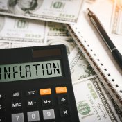 INFLATION word on calculator in idea for FED consider interest rate hike