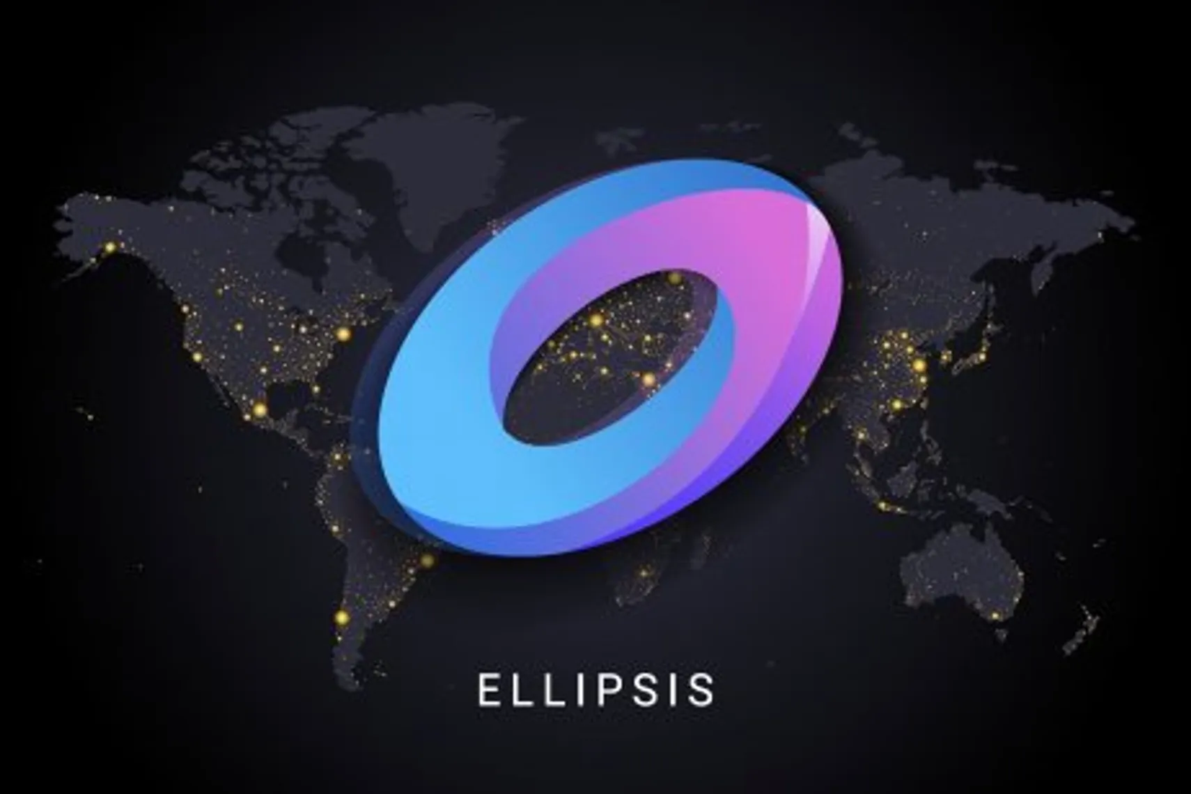 Ellipsis logo Ellipsis logo on world map background.