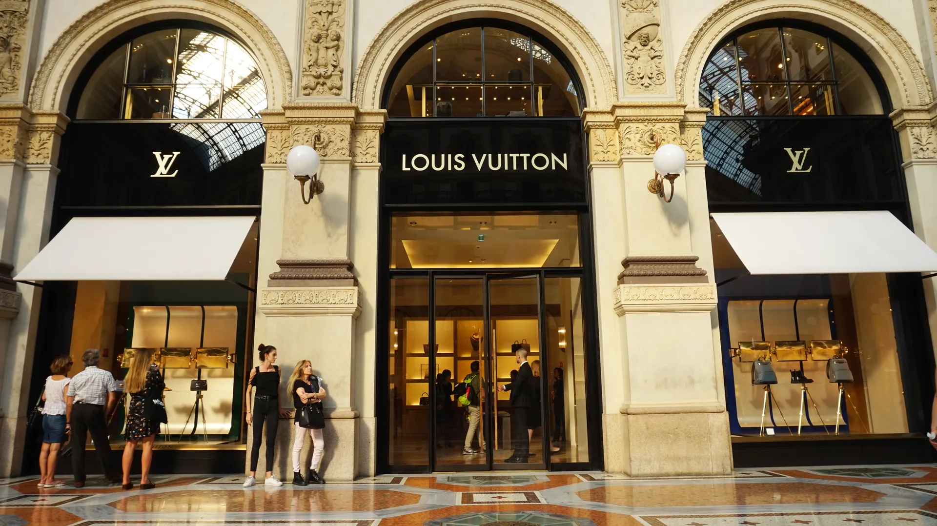 Louis Vuitton retail store representing the LVMH luxury group. Louis Vuitton retail store representing the LVMH luxury group.