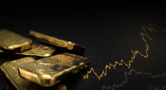 Gold bars on a black background