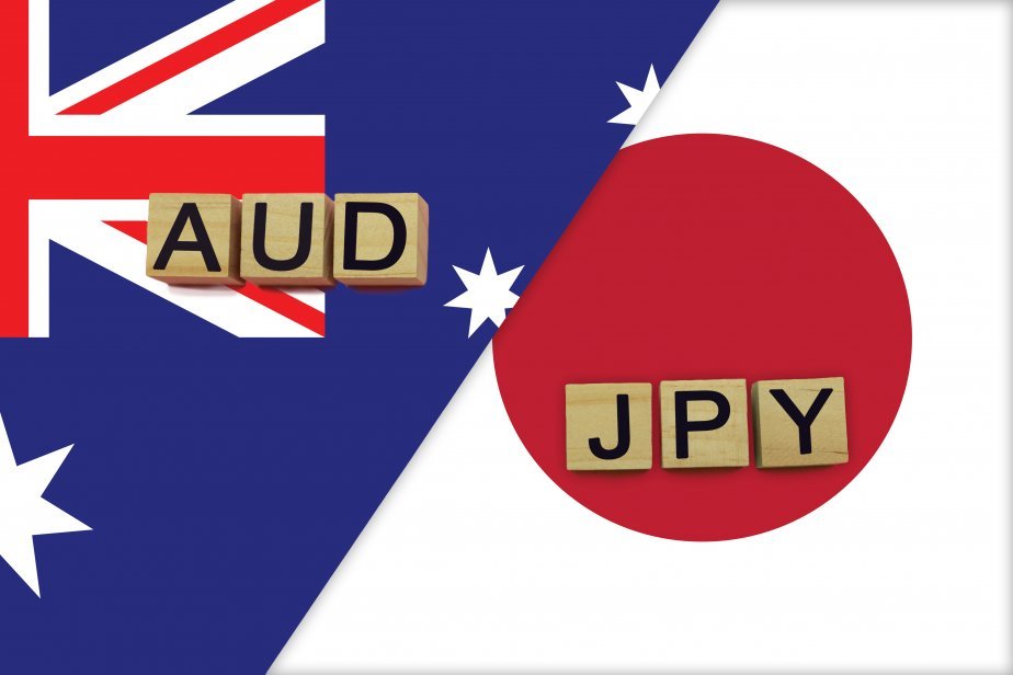 Australian and Japanese currency tickers on their respective flags