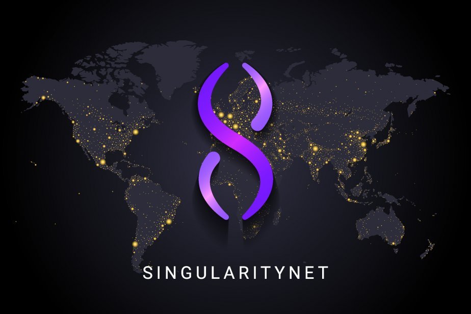 SingularityNET logo on world map background