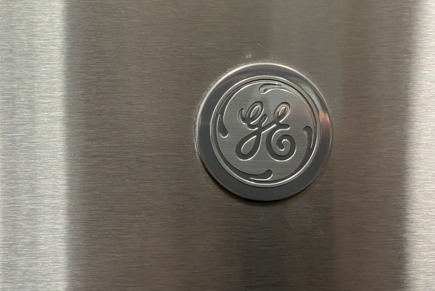 GE logo displayed on a refrigerator at a Best Buy store in San Francisco General Electric logo on a refrigerator