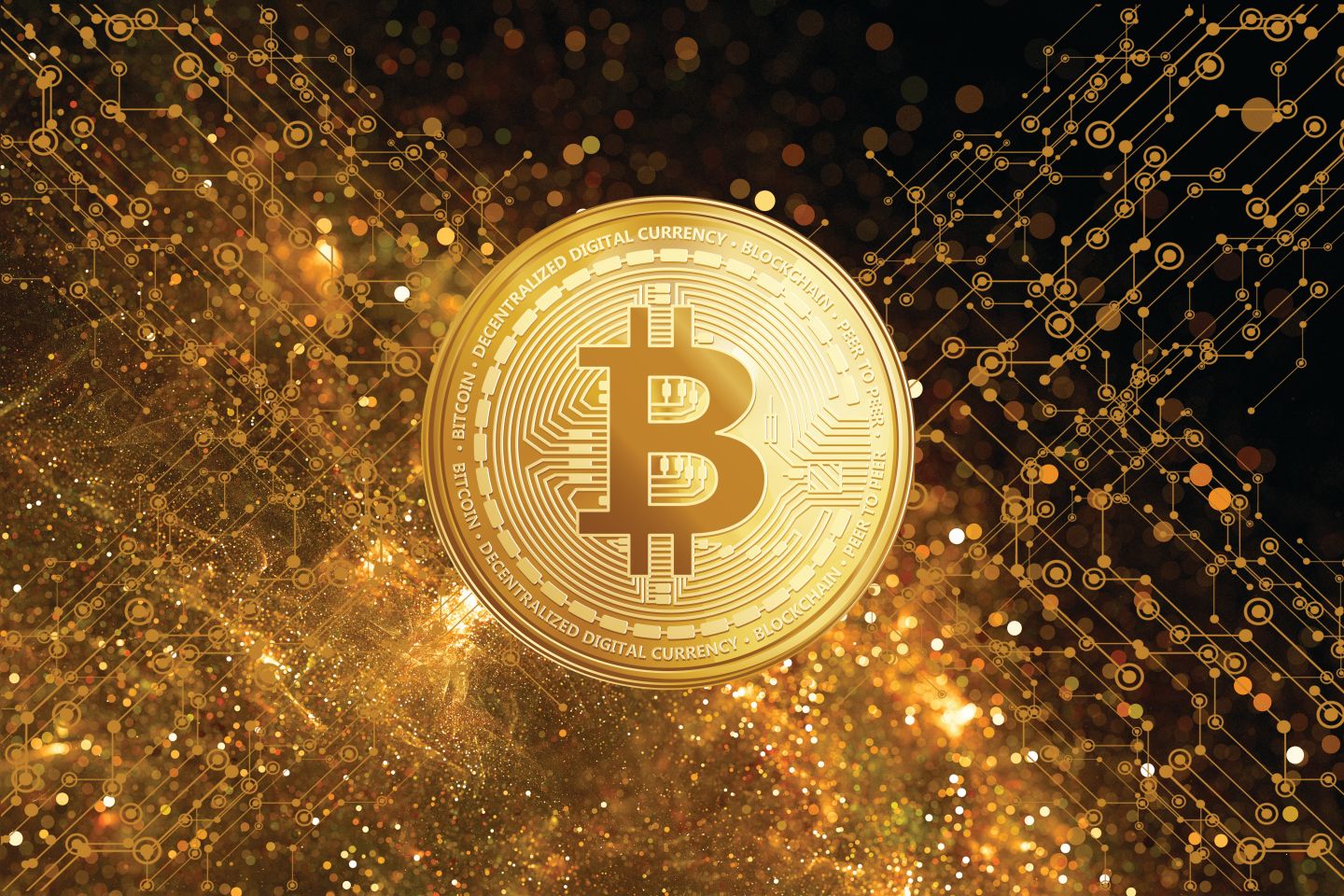 A stylised bitcoin gold coin