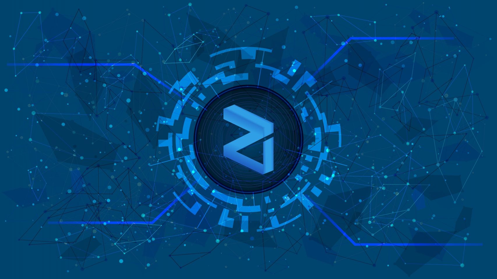 Zilliqa (ZIL) token symbol on polygonal blue background
