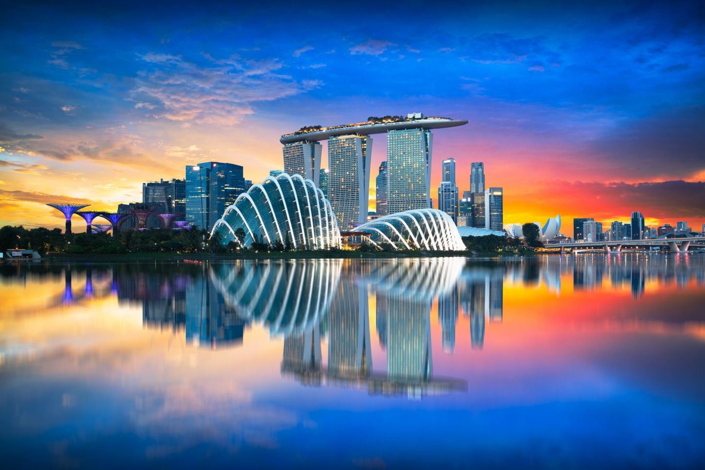 Singapore skyline Singapore city skyline at dusk