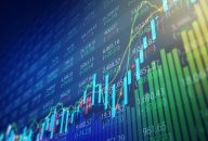 Rising stock market chart on a trading board background. Rising stock market chart on a trading board background.