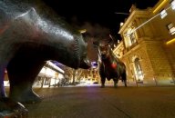 A file photo of bull and bear symbols in front of the German stock exchange in Frankfurt, Germany, February 12, 2019. A file photo of bull and bear symbols in front of the German stock exchange in Frankfurt, Germany, February 12, 2019.