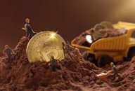 largest public bitcoin mining companies Miner figurines digging ground to uncover big Gold bitcoin. Cryptocurrency Mining concept