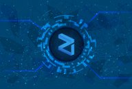 Zilliqa (ZIL) token symbol Zilliqa (ZIL) token symbol on polygonal blue background