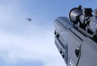 Close-up of a handheld anti-drone device