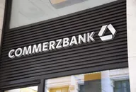 Commerzbank logo displayed on the exterior of a bank branch building