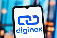 Diginex-Logo auf einem Smartphone-Bildschirm mit verschwommenem Hintergrund