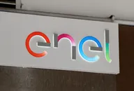 Enel logo sign mounted on a wall