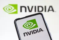 NVIDIA logo displayed on a smartphone screen with a blurred NVIDIA logo in the background