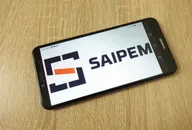 Saipem logo displayed on a smartphone screen