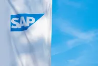 SAP logo on a white flag against a blue sky