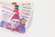 A picture of several Pakistani rupees