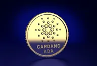 Cardano (ADA) coin on a blue background