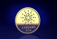 Cardano (ADA) coin on a blue background