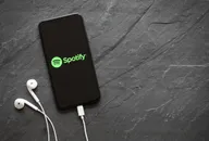 Spotify logo on the screen.